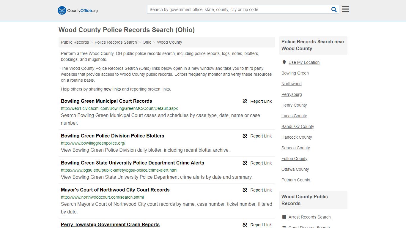 Wood County Police Records Search (Ohio) - County Office